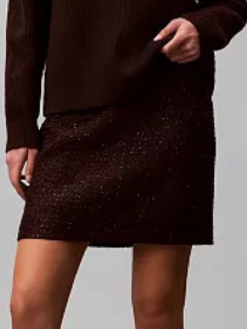 Calvin Klein 6 Skirt Textured Tweed Mocha Brown Mini Skirt NWT